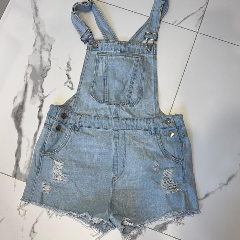 Denim shorts overalls